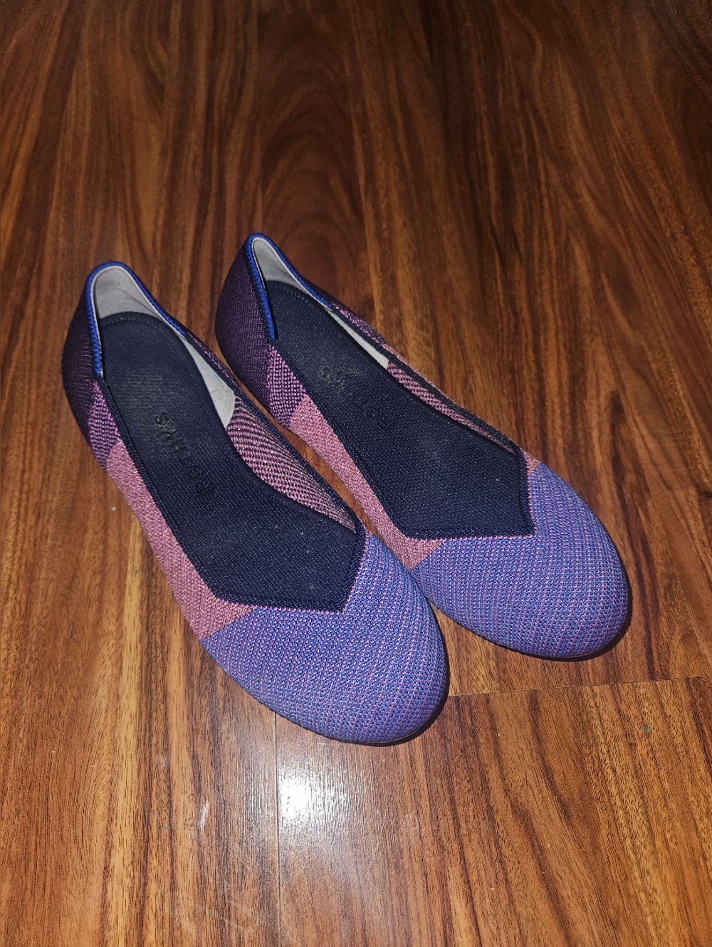 Rothy's Merino Wool Purple And Pink Sparkly Flats Womens Size 7.5